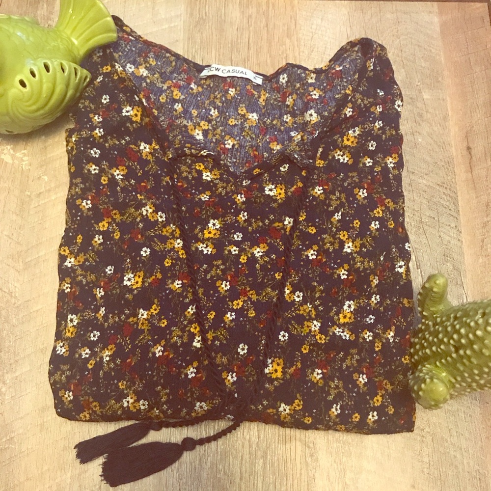 LCW CASUAL Floral Blouse Dark Blue